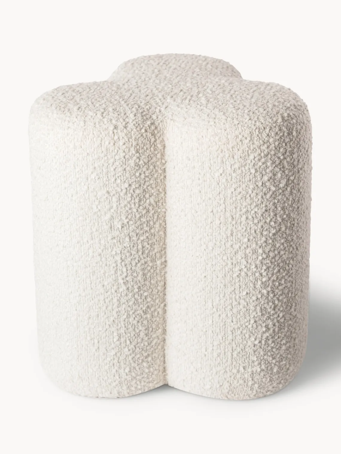 Fashion Pols Potten Pouf en bouclette Clover Bouclette blanc cassé