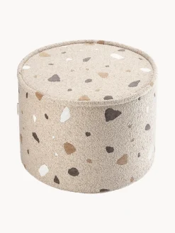 Outlet Wigiwama Pouf en bouclette pour enfants fait main Sugar, Ø 40 cm Bouclette beige, aspect terrazzo