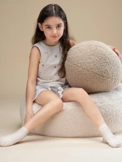 New Wigiwama Pouf en peluche pour enfants Sugar, Ø 65 cm Peluche blanc cassé