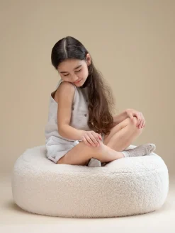 New Wigiwama Pouf en peluche pour enfants Sugar, Ø 65 cm Peluche blanc cassé
