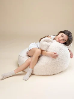 Best Wigiwama Pouf en peluche pour enfants Bear Peluche blanc cassé