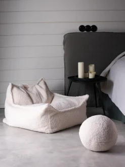 New Wigiwama Pouf en peluche pour enfant Sugar Peluche blanc cassé