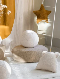 Best Wigiwama Pouf en peluche pour enfants Sugar, Ø 65 cm Peluche beige clair