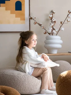 Best Wigiwama Pouf en peluche pour enfants Sugar, Ø 65 cm Peluche beige clair