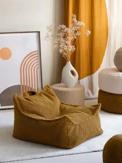Sale Wigiwama Pouf en peluche pour enfants Sugar Peluche jaune moutarde