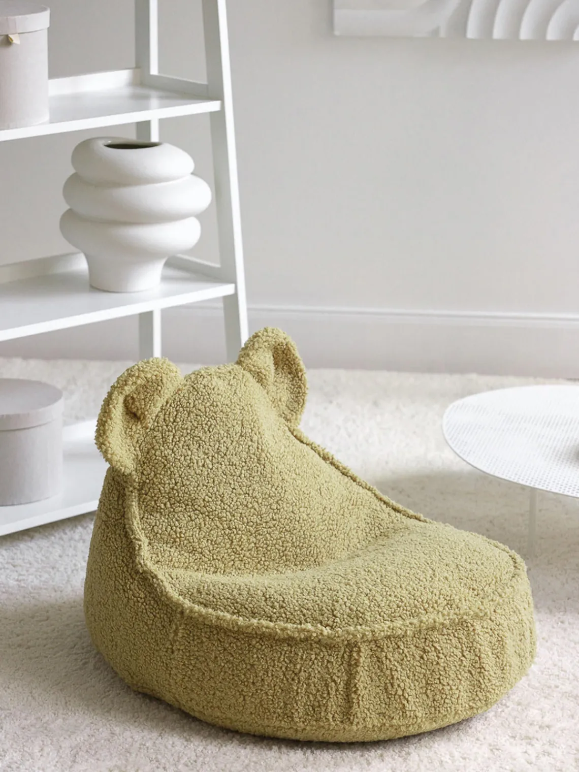 Hot Wigiwama Pouf en peluche pour enfant Bear Teddy vert clair