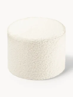 Fashion Wigiwama Pouf en peluche pour enfants Sugar, Ø 40 cm Peluche blanc cassé