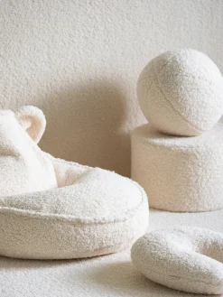 Fashion Wigiwama Pouf en peluche pour enfants Sugar, Ø 40 cm Peluche blanc cassé