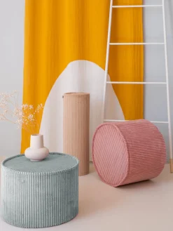 Hot Wigiwama Pouf en velours côtelé pour enfant Sugar, Ø 40 cm Velours côtelé bleu ciel