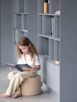 New Wigiwama Pouf en velours côtelé pour enfant Sugar, Ø 40 cm Velours côtelé beige