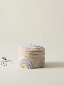 Fashion Jotex Pouf pour enfant en coton Sunita Tissu beige clair, multicolore
