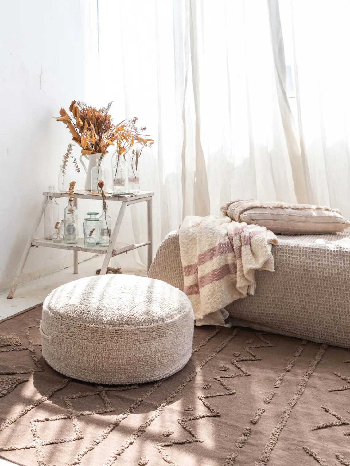 Fashion Lorena Canals Pouf pour enfant fait main Chill Tissu beige clair