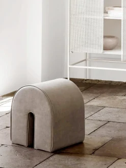 Discount Kristina Dam Pouf rembourré en cuir nubuck Curved Cuir brun