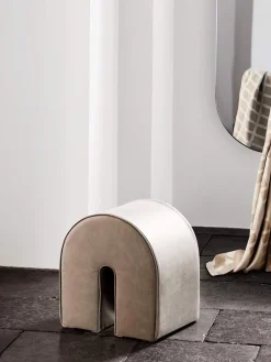 Discount Kristina Dam Pouf rembourré en cuir nubuck Curved Cuir brun