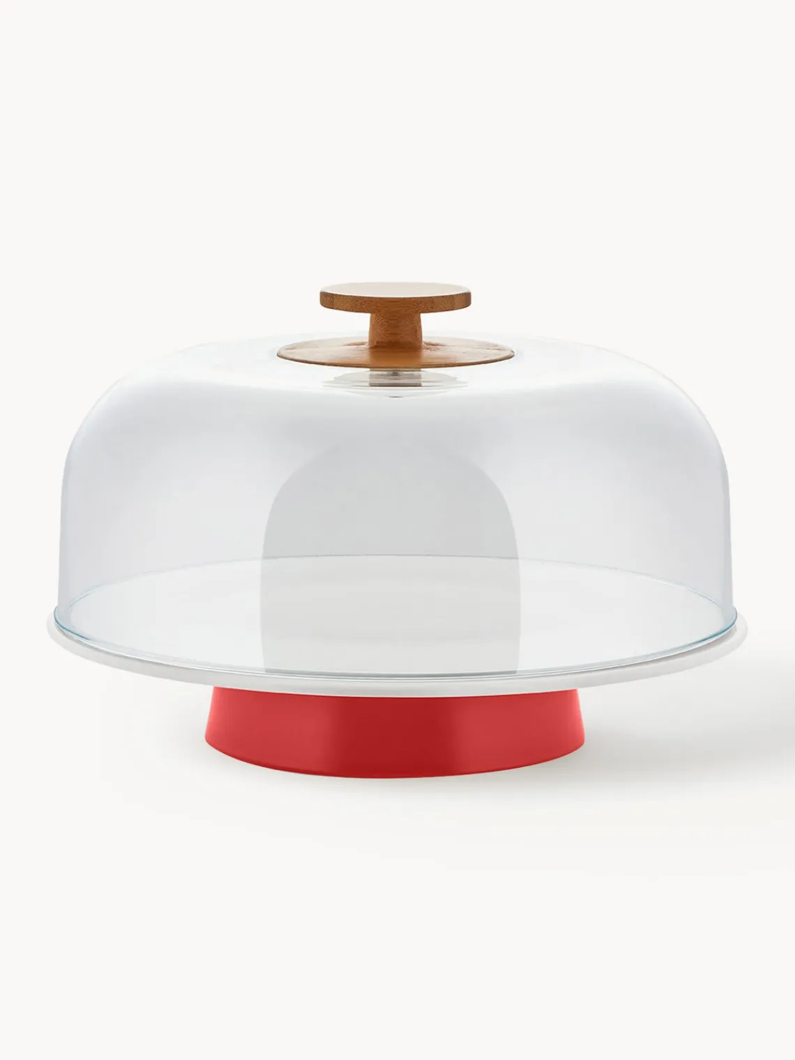 Clearance ALESSI Présentoir à gâteau en porcelaine ave couvercle Mattina Rouge, blanc, transparent