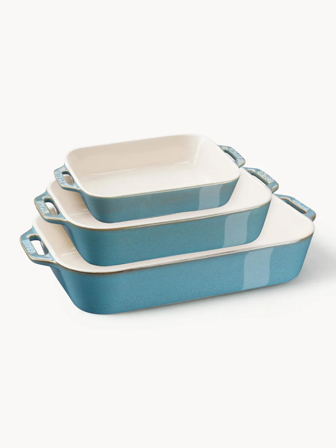 Online Staub Ramequins Ceramic, 3 élém. Blanc cassé, bleu pétrole