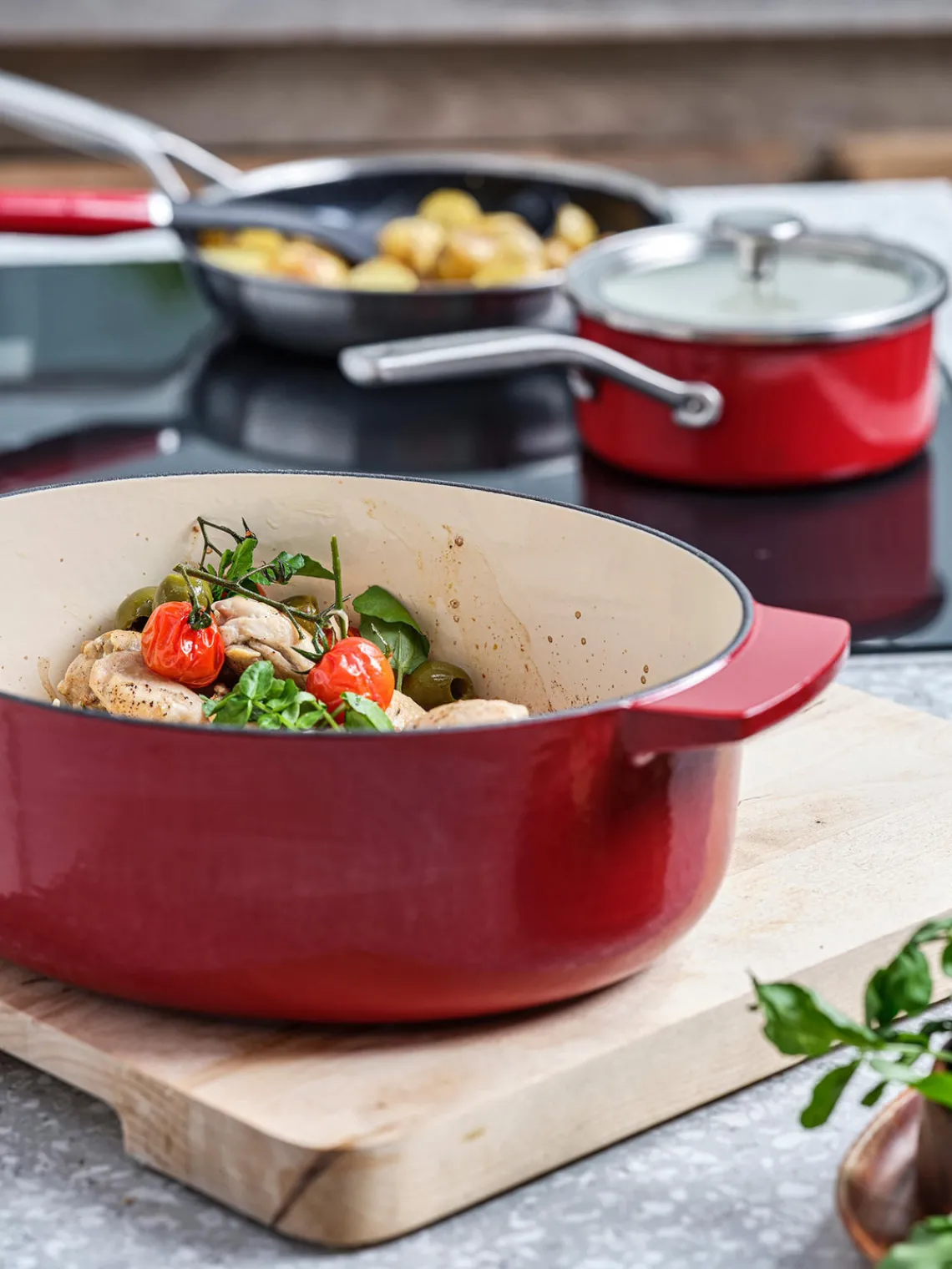 Hot KitchenAid Rôtissoire ovale avec revêtement antiadhésif Doelle Rouge