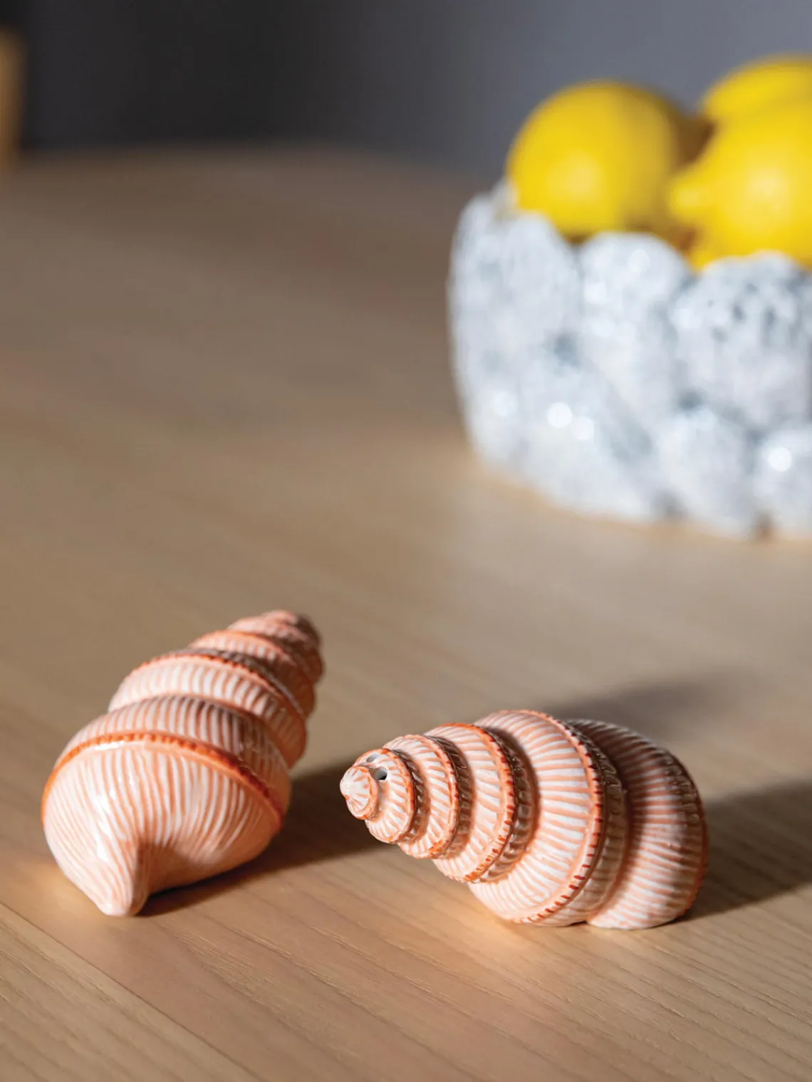 Discount &k Amsterdam Salière et poivrière en dolomite peintes à la main Shell, 2 élém.
