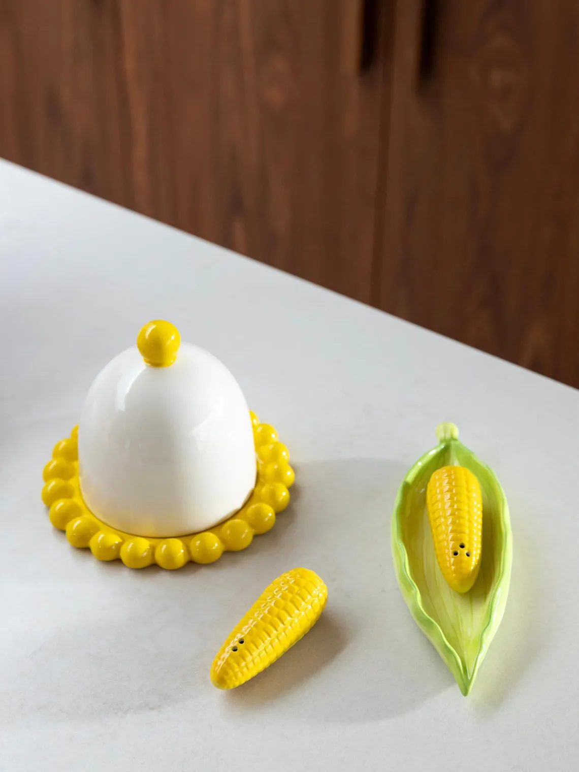 New &k Amsterdam Salière et poivrière en dolomite Corn, 3 pièces