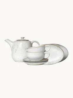New Broste Copenhagen Service à thé artisanal Nordic Sand, 2 personnes (7 élém.) Gris clair, chiné