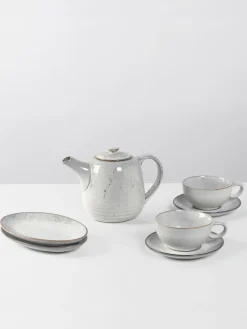 New Broste Copenhagen Service à thé artisanal Nordic Sand, 2 personnes (7 élém.) Gris clair, chiné