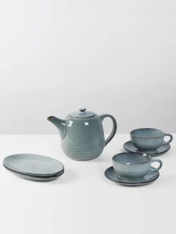 Online Broste Copenhagen Service à thé artisanal Nordic Sea, 2 personnes (7 élém.) Gris-bleu, chiné