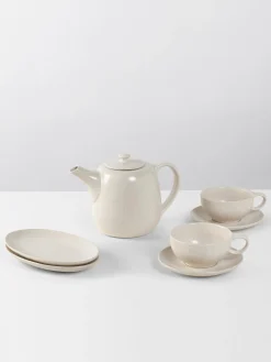 Discount Broste Copenhagen Service à thé artisanal Nordic Vanilla, 2 personnes (7 élém.) Blanc cassé, chiné