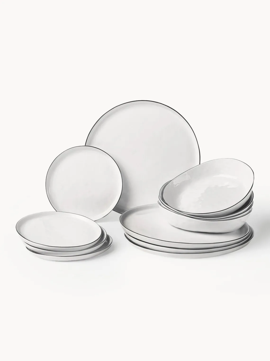 Clearance Broste Copenhagen Service de table artisanal en porcelaine Salt, 4 personnes (12 élém.)