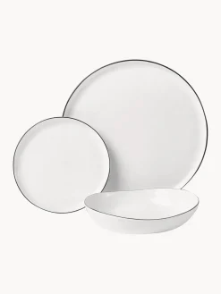 Clearance Broste Copenhagen Service de table artisanal en porcelaine Salt, 4 personnes (12 élém.)