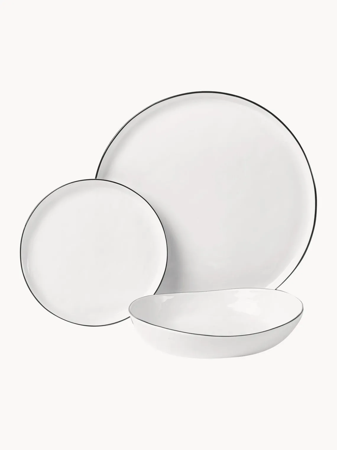 Clearance Broste Copenhagen Service de table artisanal en porcelaine Salt, 4 personnes (12 élém.)