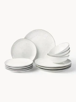 Discount Broste Copenhagen Service de table artisanal Nordic Sand, 4 personnes (12 élém.) Gris clair, chiné