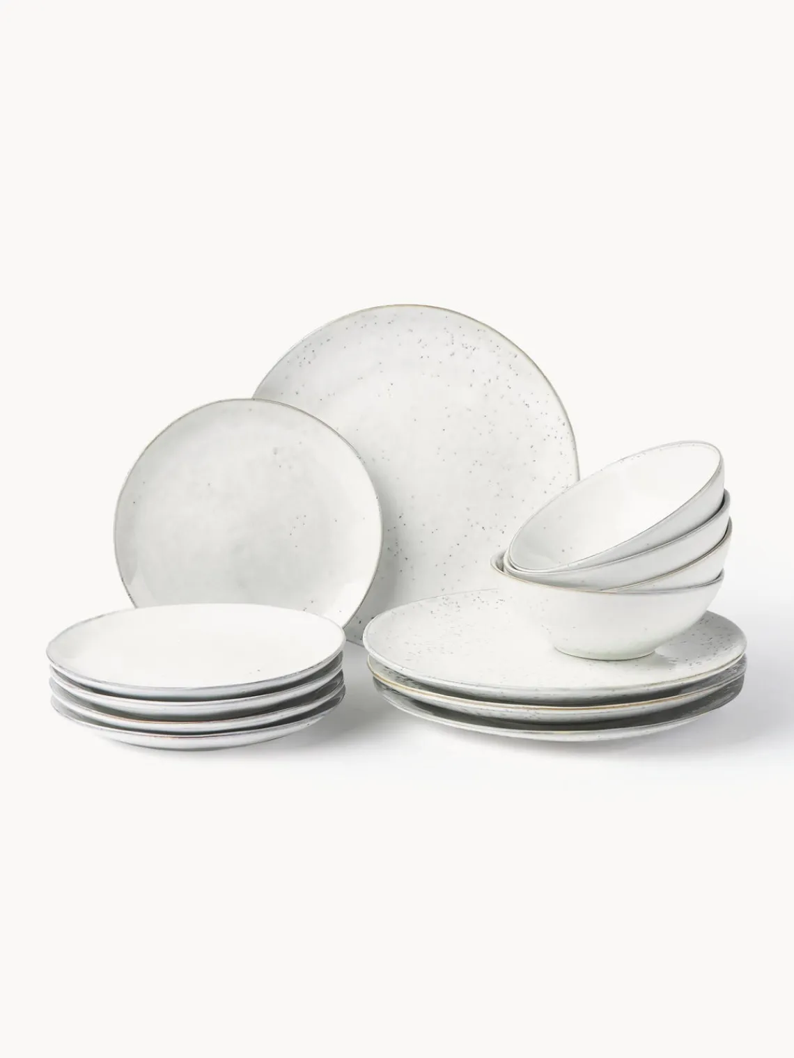 Discount Broste Copenhagen Service de table artisanal Nordic Sand, 4 personnes (12 élém.) Gris clair, chiné