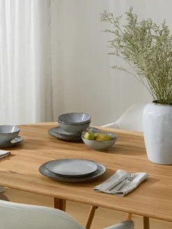 Sale Broste Copenhagen Service de table artisanal Nordic Sea, 4 personnes (12 élém.) Gris-bleu, chiné