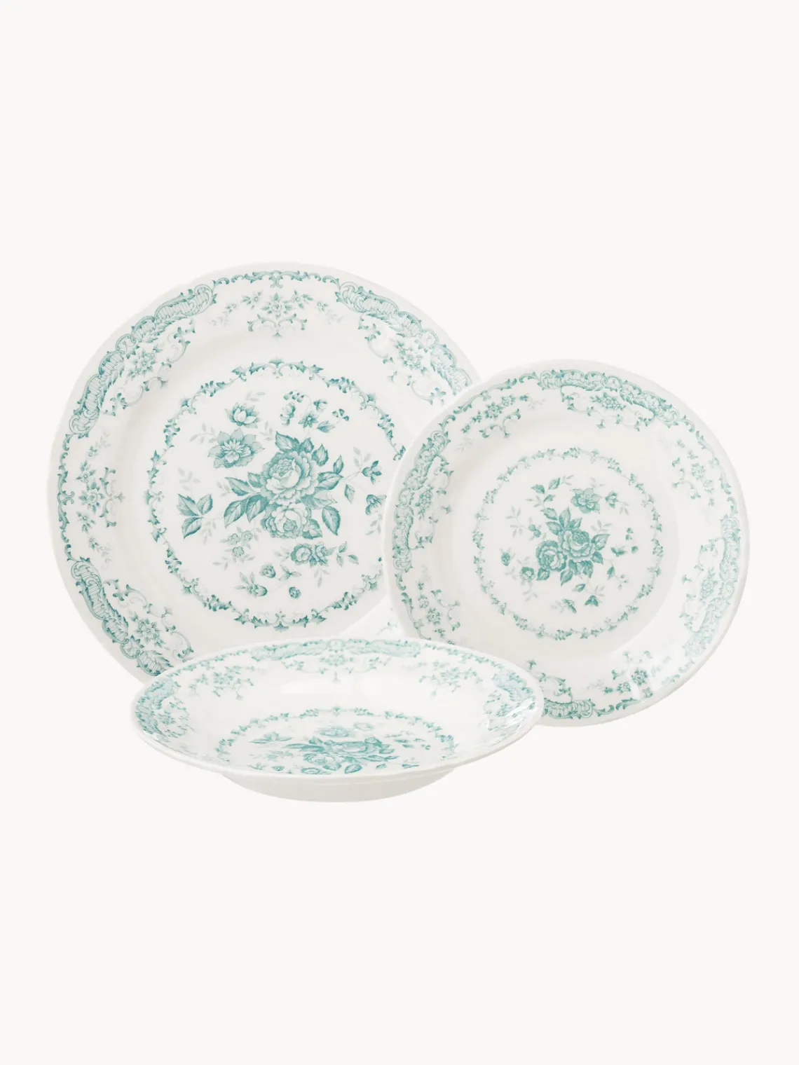 Hot Bitossi Home Service de table en céramique Rose, pour 6 personnes (18 élém.) Blanc, turquoise