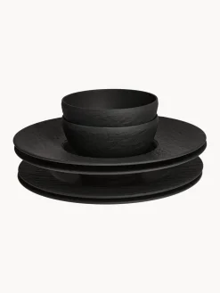 New Villeroy & Boch Service de table en porcelaine Rock, 2 personnes (6 élém.) Noir