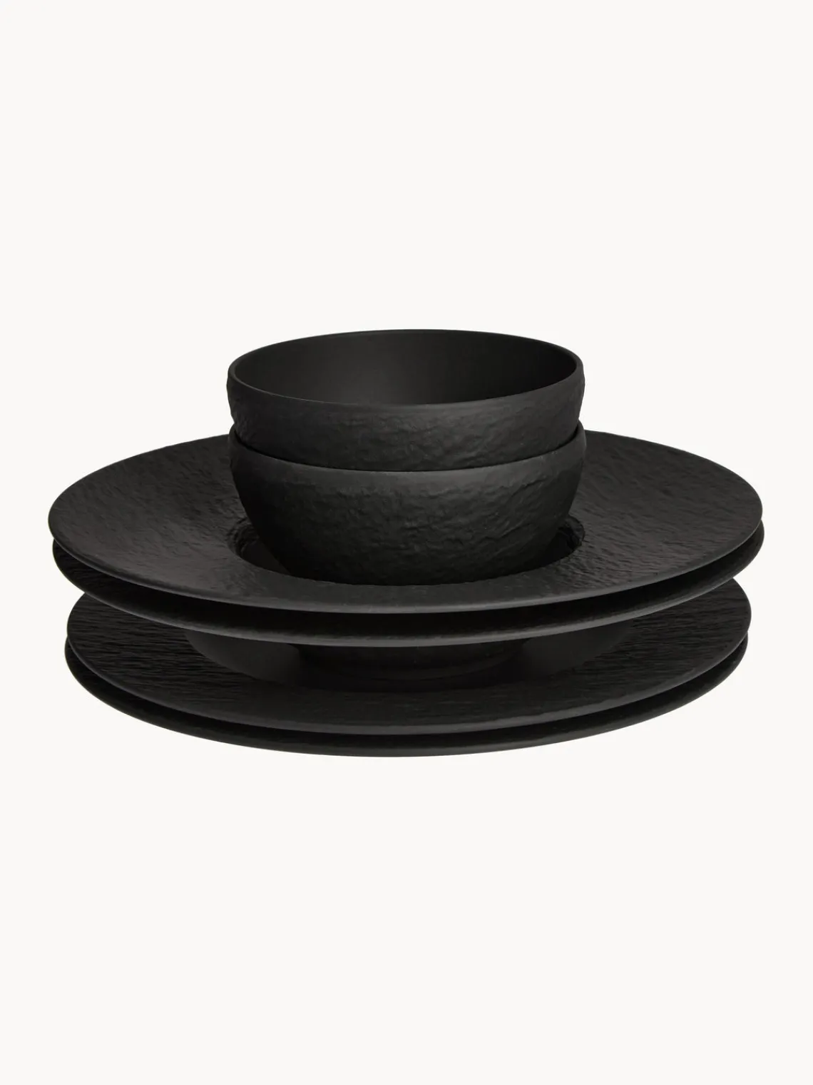 New Villeroy & Boch Service de table en porcelaine Rock, 2 personnes (6 élém.) Noir