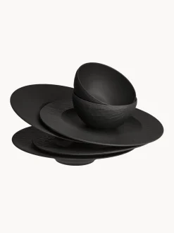 New Villeroy & Boch Service de table en porcelaine Rock, 2 personnes (6 élém.) Noir