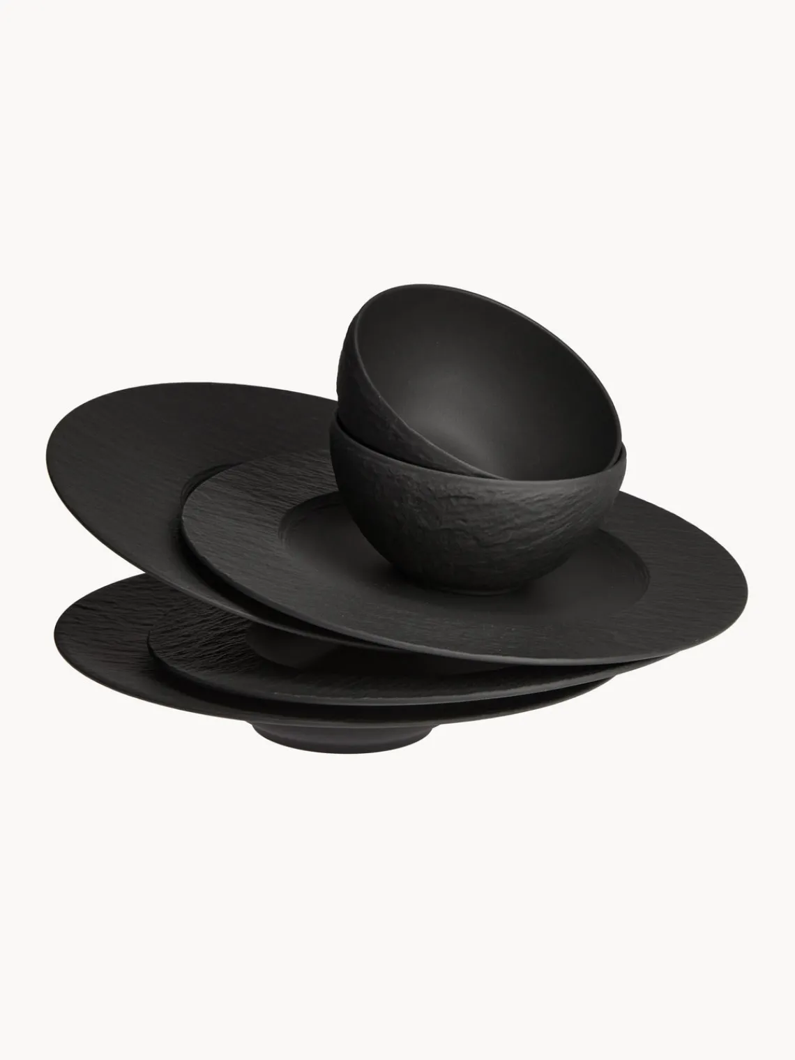 New Villeroy & Boch Service de table en porcelaine Rock, 2 personnes (6 élém.) Noir
