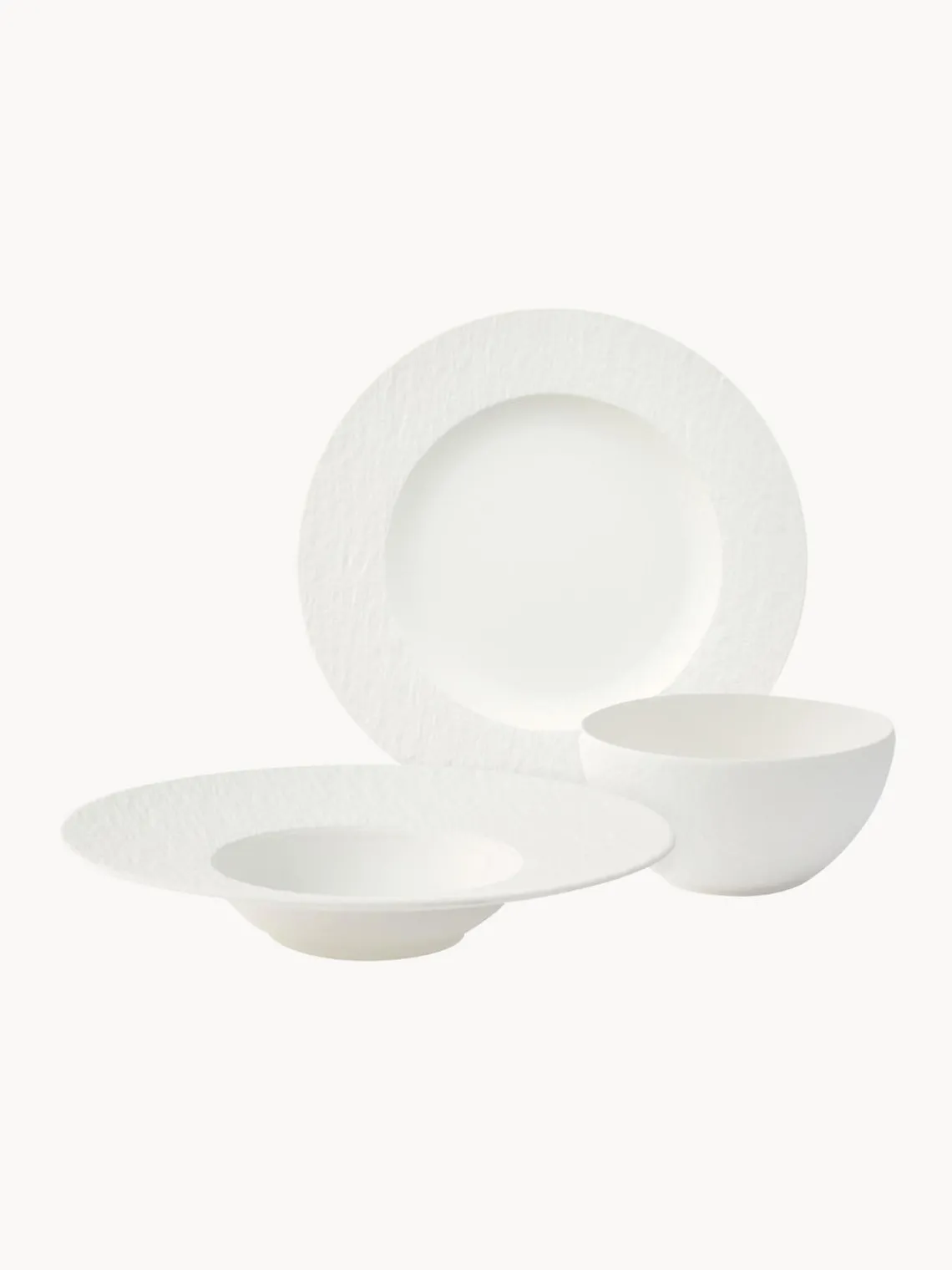 Online Villeroy & Boch Service de table en porcelaine Rock, 2 personnes (6 élém.) Blanc cassé