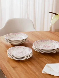 Online Bitossi Home Service de table motif fleuri Rosa, 6 personnes (18 élém.) Blanc, rose pâle