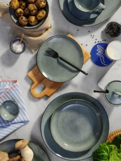 Hot Broste Copenhagen Service petit déjeuner artisanal Nordic Sea, 4 personnes (12 élém.) Gris-bleu, chiné