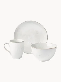 Outlet Broste Copenhagen Service petit déjeuner artisanal Nordic Sand, 4 personnes (12 élém.) Gris clair, chiné