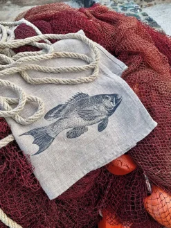 Sale Frohstoff Serviette en lin sérigraphiée à la main Perch