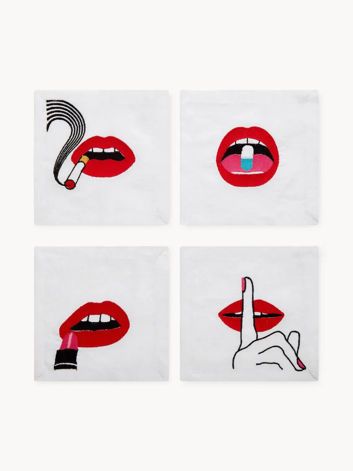 Sale Jonathan Adler Serviettes de table Lips, 4 élém.