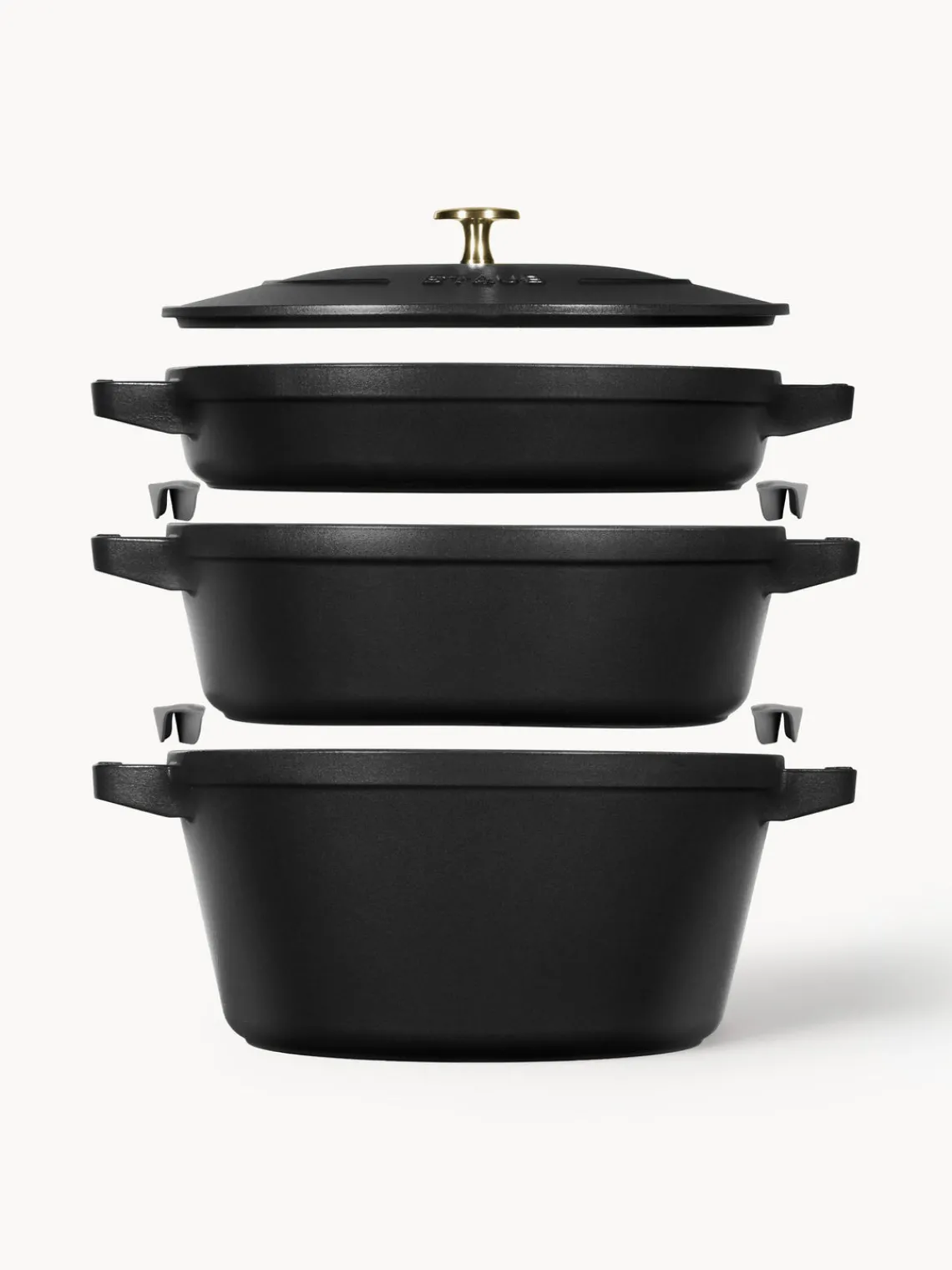 Best Staub Set de casseroles en fonte La Cocotte, 3 élém. Noir, mat