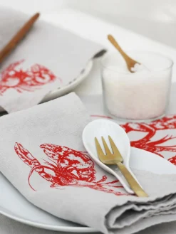 Online Frohstoff Set de table en lin sérigraphié à la main Lobster