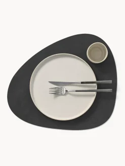 Fashion LIND DNA Sets de table asymétriques en cuir Curve, 4 pièces Noir