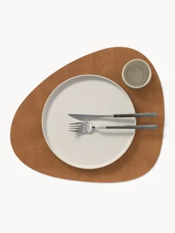 Clearance LIND DNA Sets de table asymétriques en cuir Curve, 4 pièces Brun