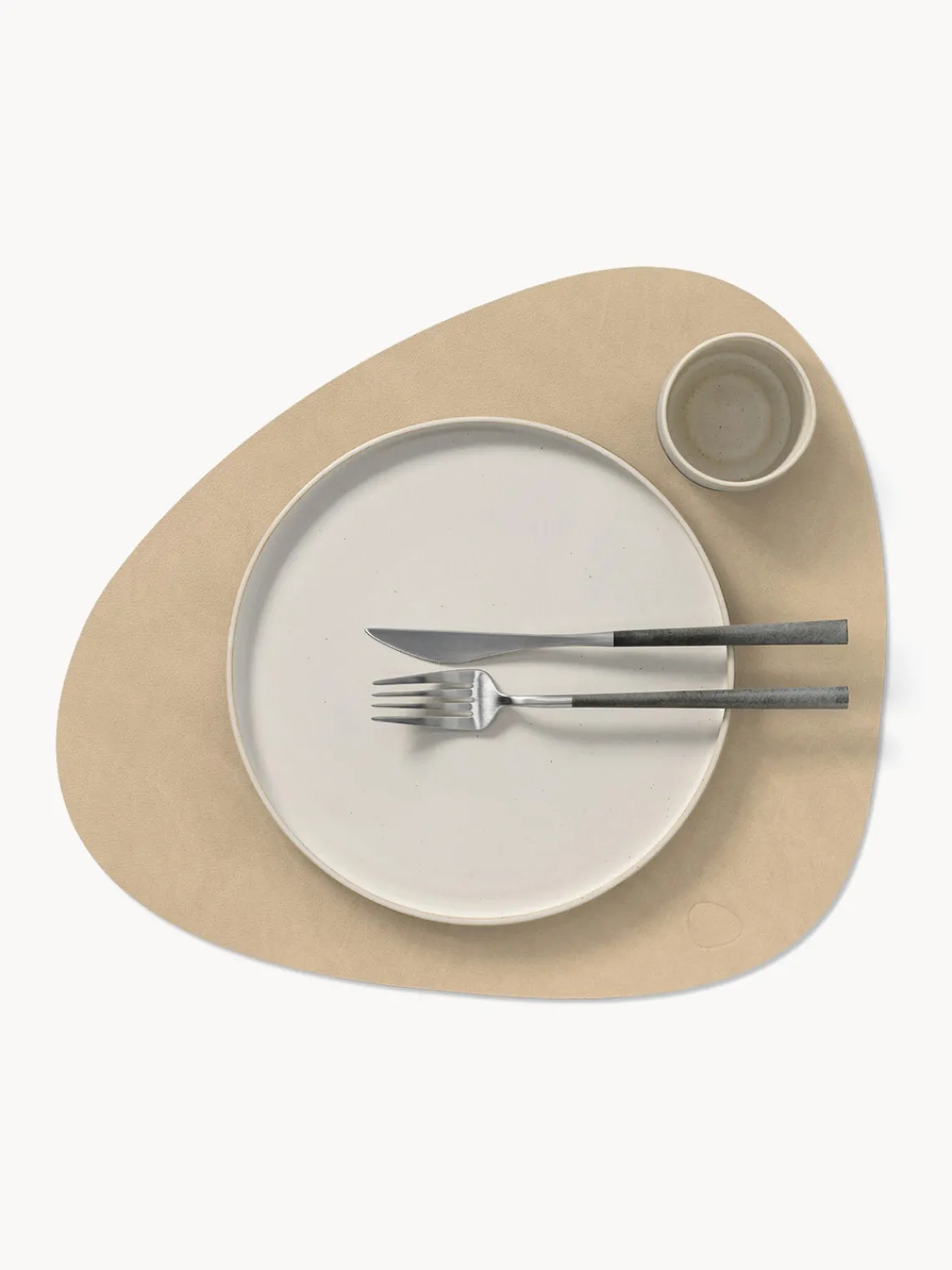 Clearance LIND DNA Sets de table asymétriques en cuir Curve, 4 pièces Beige clair