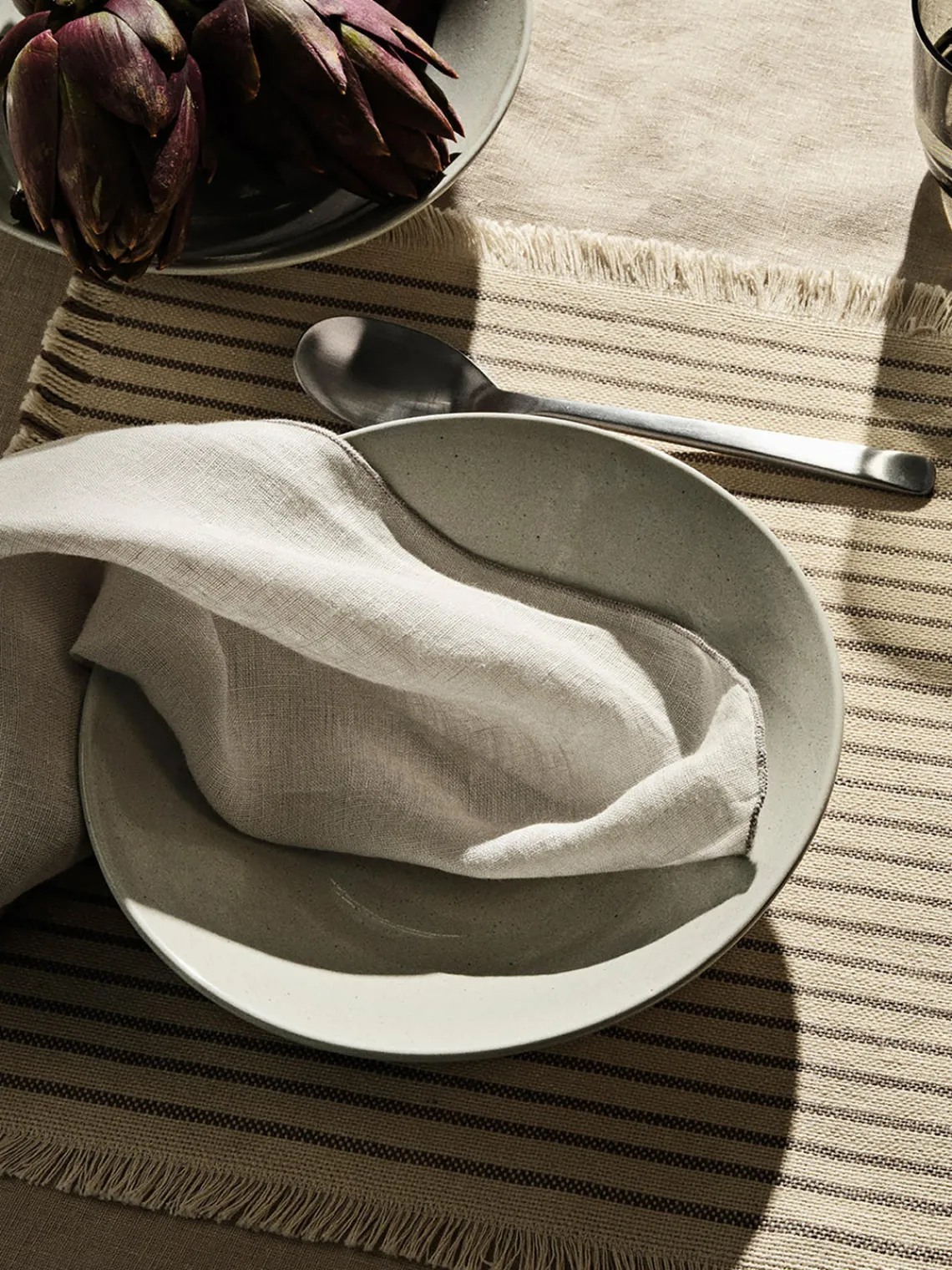 Hot Broste Copenhagen Sets de table en coton avec franges Elouise, 2 pièces